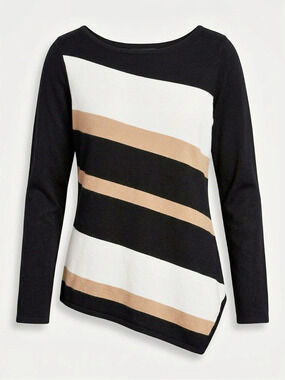 Vintage Coast Asymmetrical Striped Long Sleeve Top